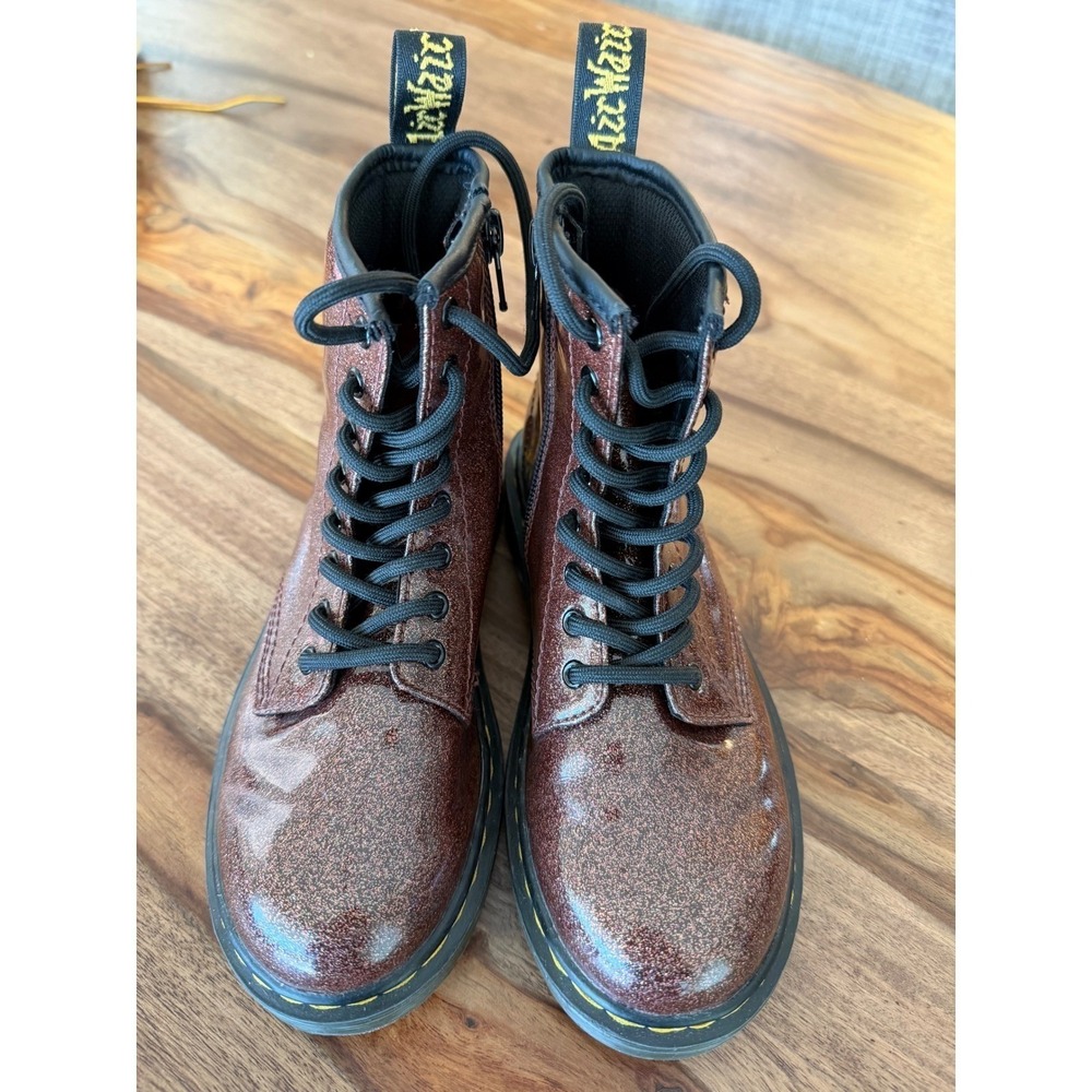 Kids Dr Martens 1460 Glitter J Boots Size 1 US Kids Glitter Brown Lace Up zip - Picture 8 of 9